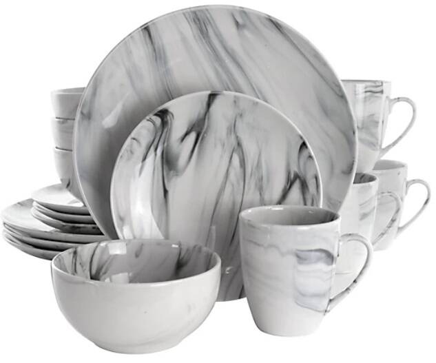 Elama Marble 16-Piece Stoneware Dinnerware Set