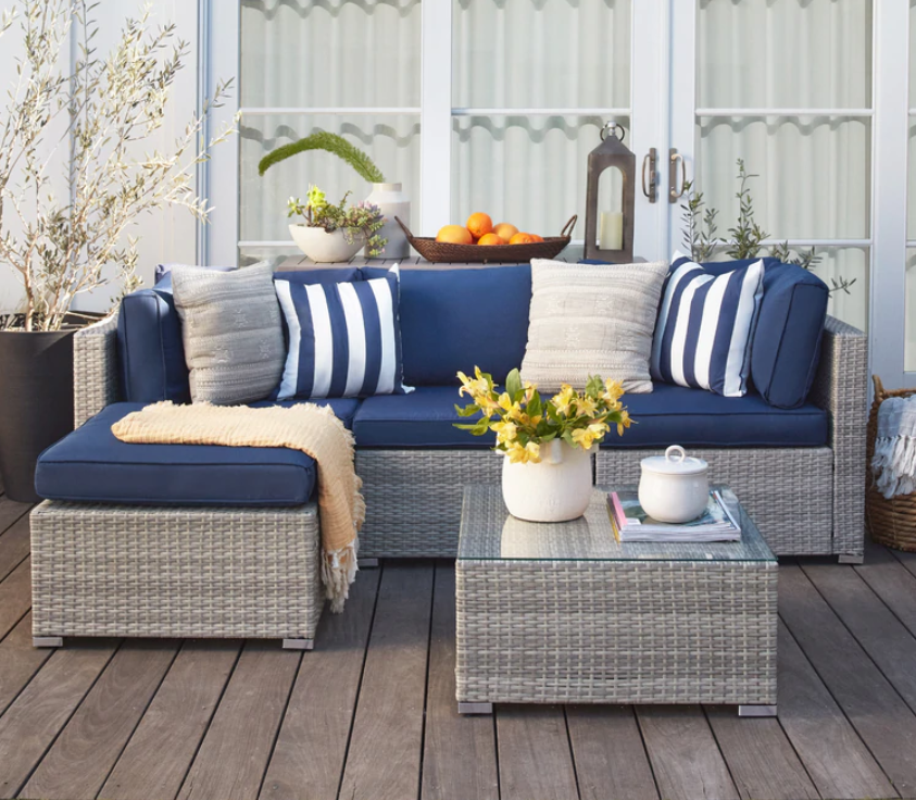 5-Piece Modular Wicker Sectional Conversation Set