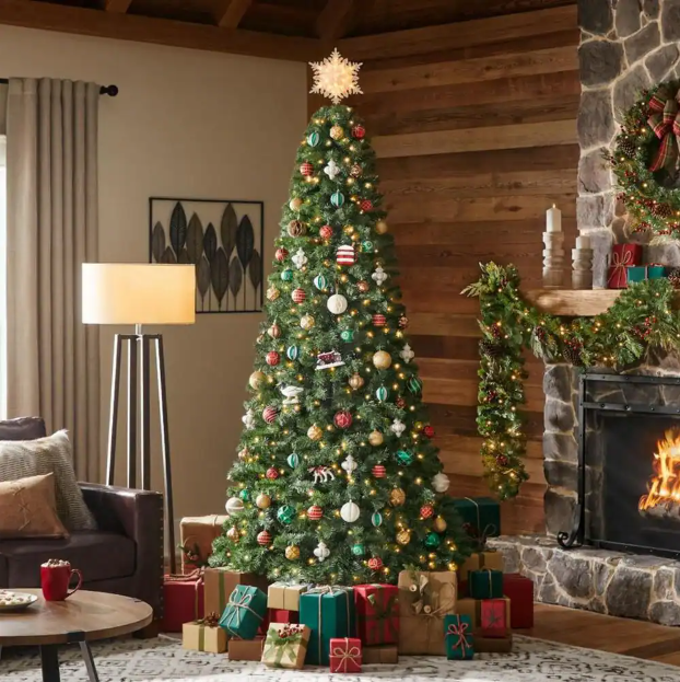 Pre-Lit Artificial Pine 7.5' Christmas Tree