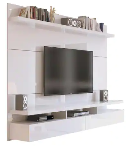 Wall-Mount White Gloss Floating Entertainment Center