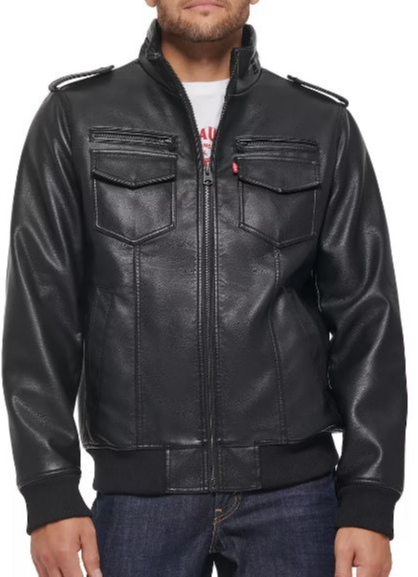 Levi's Men's Military Faux Leather Bomber Jacket