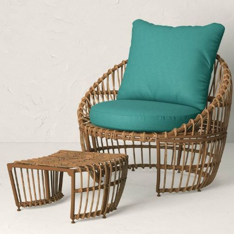 Wicker Club Chair w/ Ottoman