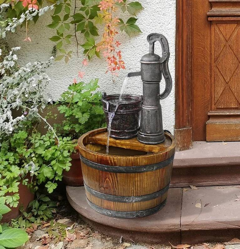 Electric Pump Barrel Garden Tiered Fountain