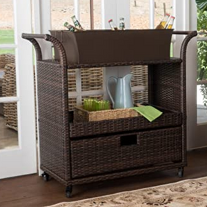 Wicker Patio Bar Cart