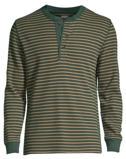 Lands' End Men's Thermal Waffle Henley Shirt