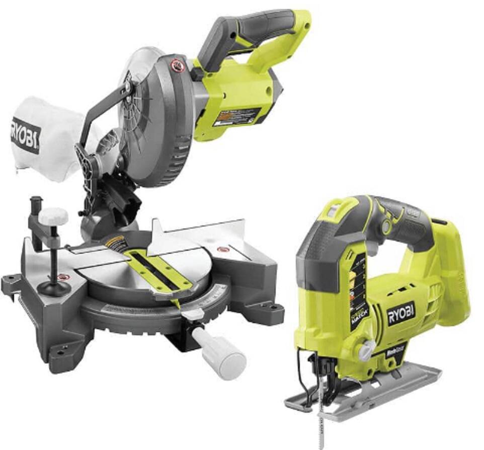 Ryobi ONE+ 18V Cordless Miter Saw & Orbital Jig Saw