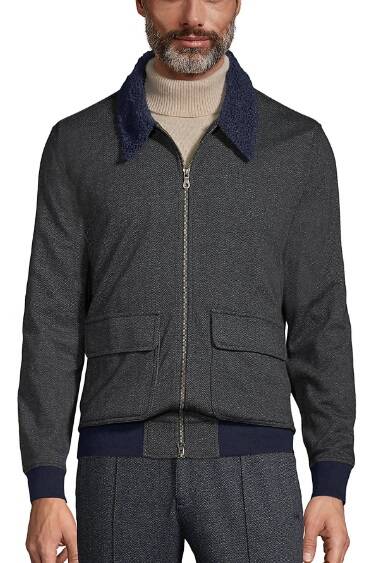 Lands' End Men's Fleece Bomber Jacket