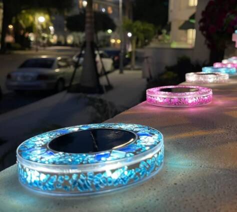 4-Pack Solar Disk Garden Lights