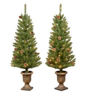 2-Pack 4' Pre-Lit Potted Christmas Trees