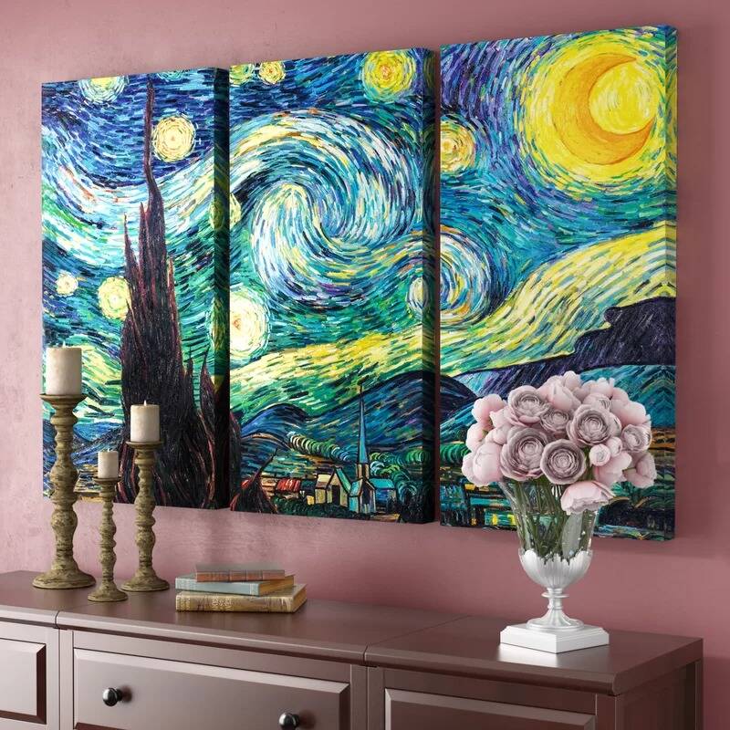 Starry Night by Vincent Van Gogh 3-Piece Graphic Art