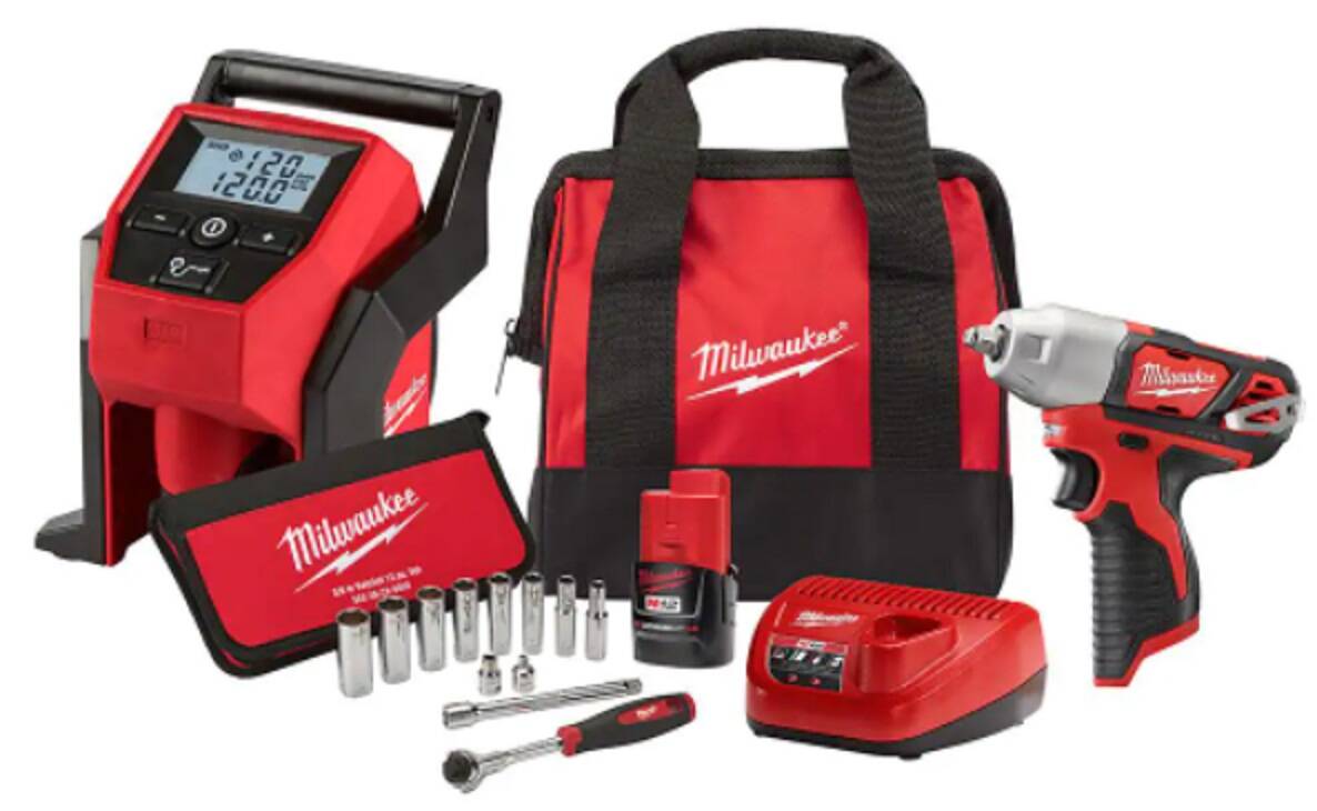 Milwaukee 12V Cordless 3/8'' Impact Wrench & Inflator Combo Kit