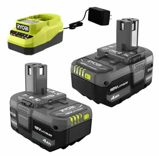 Ryobi One+ 18V 2-Pack 4.0 Ah Battery & Charger Kit+Bonus Tool