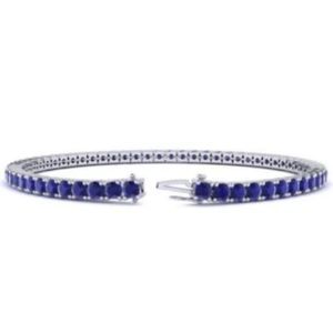 4CTW Sapphire 14K White Gold Plate Tennis Bracelet