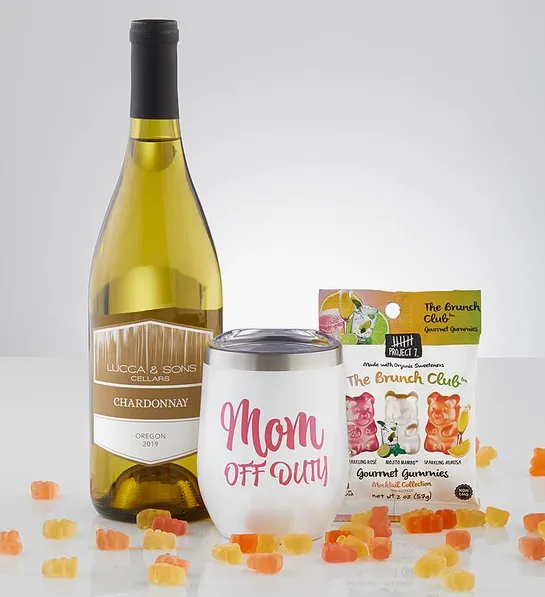 Mom Off Duty Tumbler w/ Wine & Gummier