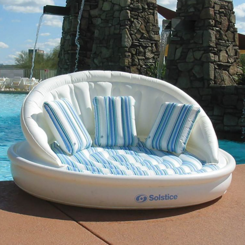 Inflatable 3-Person Pool Island w/ Pillows