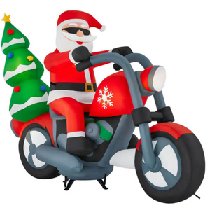 Inflatable LED 7' Santa on Motorcycle