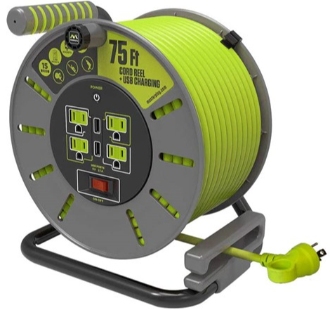 Masterplug 75' Extension Cord Reel w/ 2 USB Ports