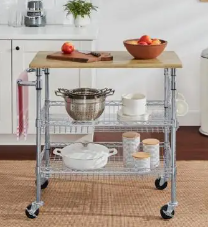 Wood Top Kitchen Cart