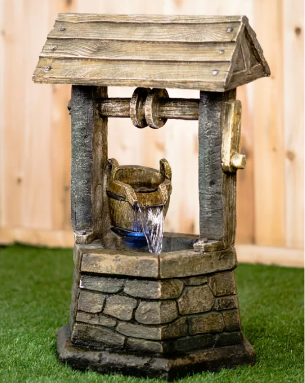 Resin Wishing Well w/ Pouring Bucket Fountain