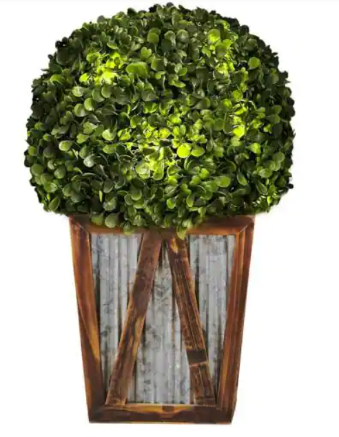 Artificial Topiary Shrub w/ Solar LED Lights