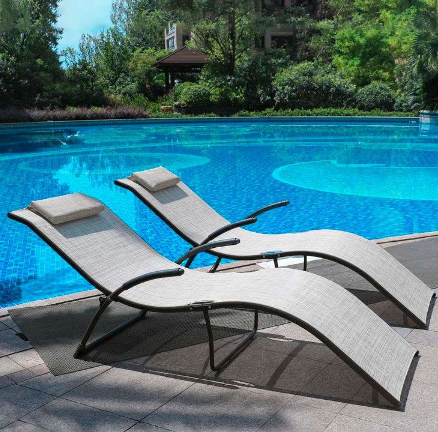 Set of 2 Patio Chaise Loungers