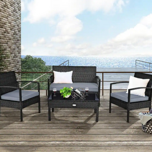 4-Piece Wicker Patio Conversation Set