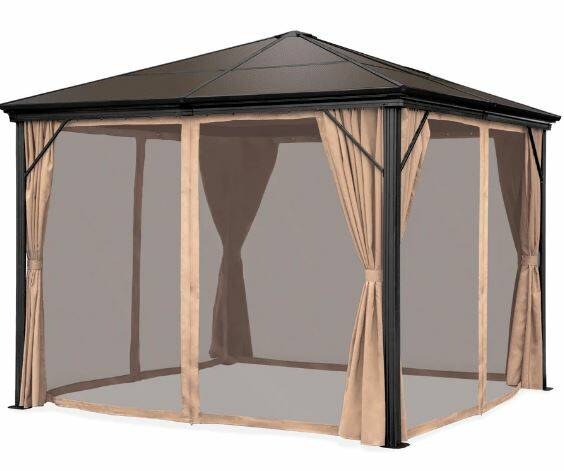 Outdoor 10'x10' Hardtop Gazebo w/ Curtains