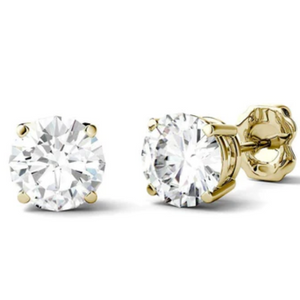 2CTW Moissanite 14K Gold Stud Earrings