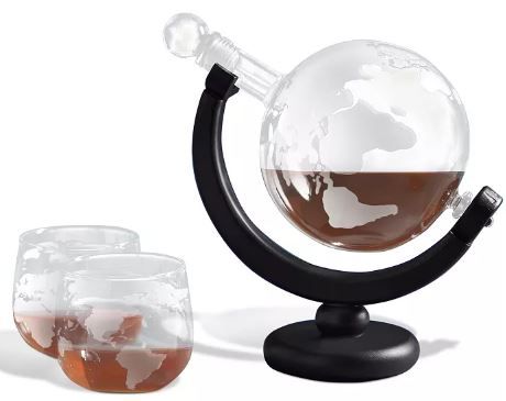 Globe-Shaped Whiskey Decanter Set