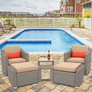 Outdoor 5-Piece Rattan Conversation Set