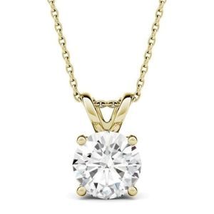 1 Ct Moissanite Solitaire Necklace in 14K Yellow Gold