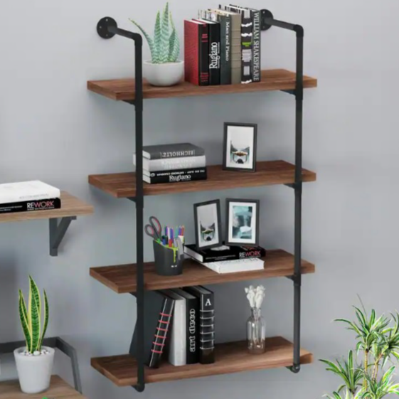 4-Tier Floating Wall Mount Bookshelf