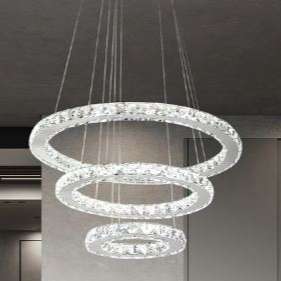 3-Light Tiered LED Chandelier w/Crystal Accents