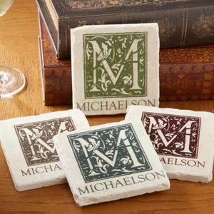 Personalized Tumbled Stone Coaster Set