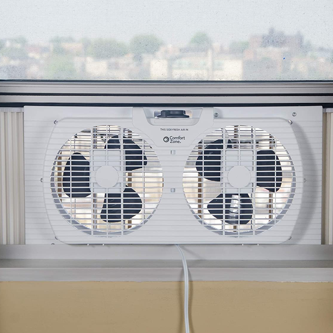 Comfort Zone Dual Window Fan w/Bug Screen