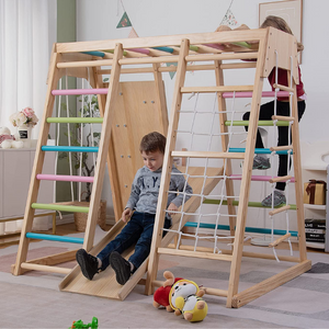 6-in-1 Jungle Gym Wooden Climber Playset