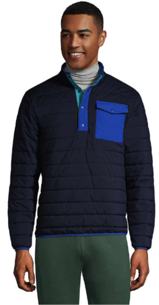 Lands' End Men's Quilted Pullover Jacket