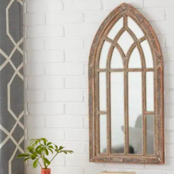 Windowpane Antiqued Farmhouse Accent Mirror