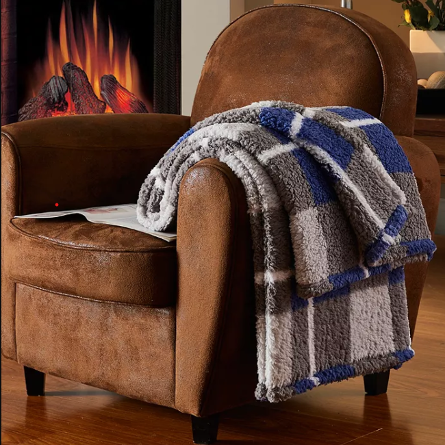 Plaid Sherpa Throw