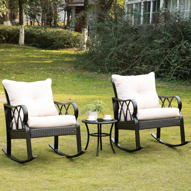 3-Piece Patio Wicker Bistro Set