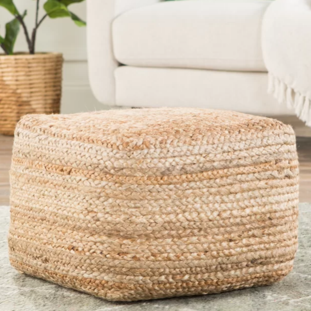 Jute 18'' Pouf Ottoman