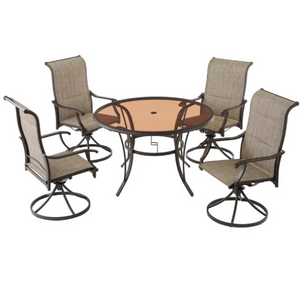 5-Piece Patio Dining Table & Swivel Chairs