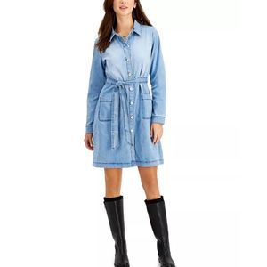 Style & Co. Belted Denim Dress