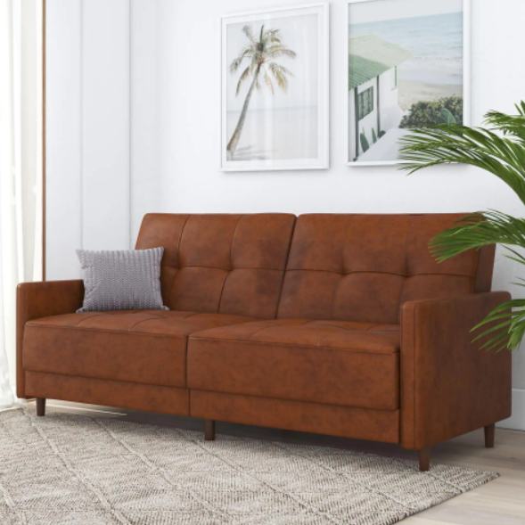 Faux Leather Reclining Futon