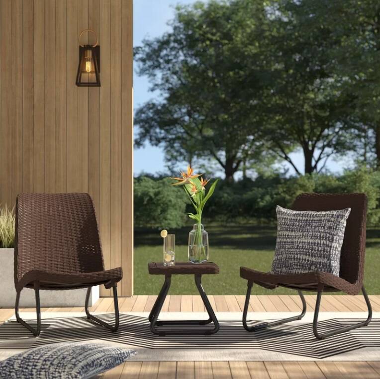 Rattan 3-Piece Conversation Set