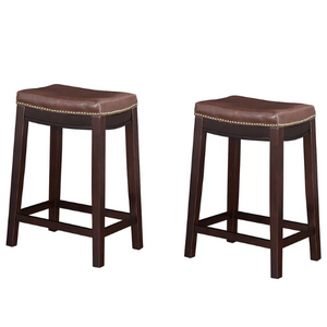 Set of 2 Nailhead Trim Counter Stools