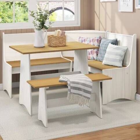 6-Person Pine Wood Breakfast Nook