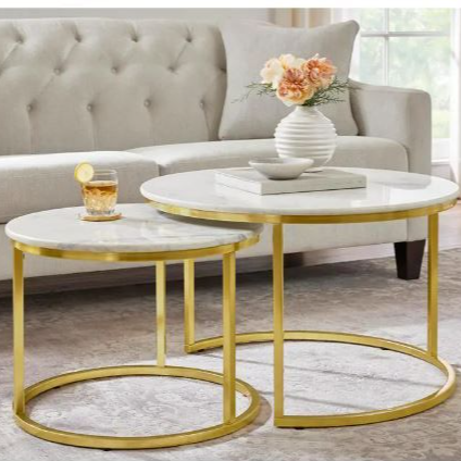 Cheval 2-Piece Marble Coffee Table Set