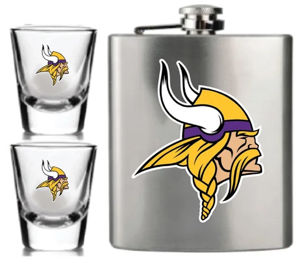 NFL 3-Piece Flask & Shot Glass Set