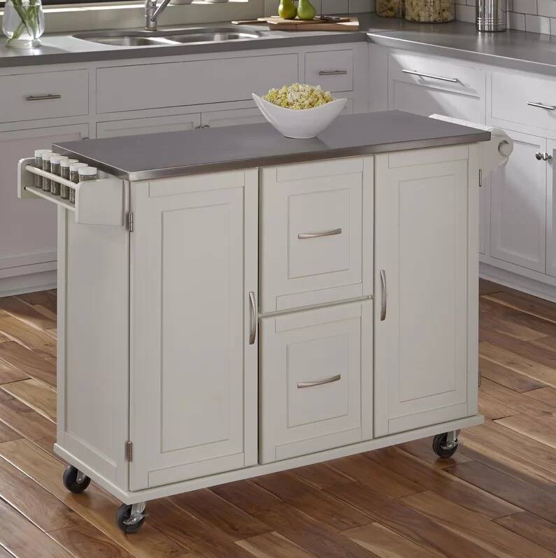 Rolling Kitchen Cart w/ Stainless Steel Top